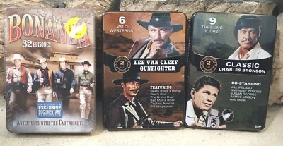 Metal Cases Lot Of 3 Classic Western Action DVD's  Bronson, Bonanza & Gunfighter - Image 1 of 4