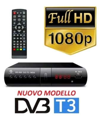 DECODER DIGITALE TERRESTRE USB DVB-T3 TV SCART HDMI 4K H265 TELECOMANDO PILE - Immagine 1 di 2