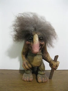 LARGE Nyform Troll Pot Bellied Man with a stick Discontinued  Norway Folk Art - Picture 1 of 5
