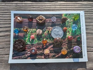 Antique Buttons Stitched On vintage postcard Mixture Of different Kinds - Picture 1 of 2