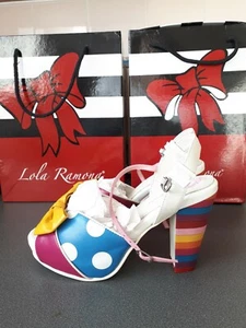 Lola Ramona Art Angie P leather Sandal Platform Rainbow Heel sz 37 New Boxed - Picture 1 of 7