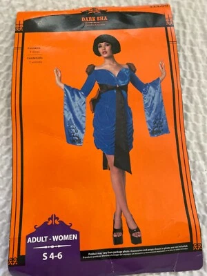 Fantasia de Halloween feminina adulta Dark Sha Geisha Oscura pequena 4-6 nova* - Imagem 1 de 4