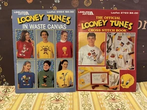 Leisure Arts Official Looney Tunes Waste Canvas Cross Stitch Pattern Book LOT - Picture 1 of 13