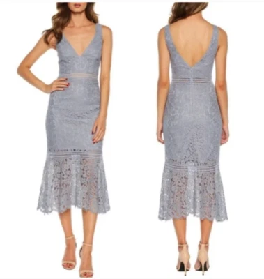 Bardot Womens V Neck Sleeveless Floral Lace Midi Dress Blue Size X Small NWT - Image 1 of 4