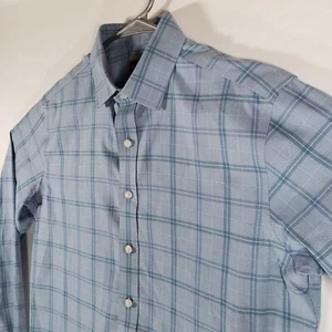 Untuckit Shirt Wrinkle Free Blue Check Long Sleeve Rodano 40689 Men's Small - Picture 1 of 10
