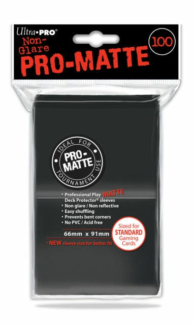 Ultra Pro 100 Standard Size Pro-Matte Deck Protector Sleeves - Black