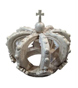 Studio Art Pottery Glazed Royal Crown With Cross Decor 9.5”H x 11" L x 11" W - Picture 1 of 16