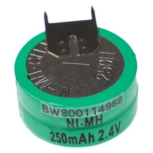 NiMH Ersatz 2-Knopfzellen-Akku Typ 2/V250H 250mAh 2,4V mit 3 Pins - Bild 1 von 2
