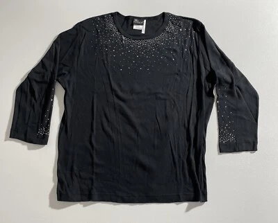 Sunburst by Morning Sun Mujer XL Manga Larga Negro Deslumbrante Escote Plateado Foto 1 de 4