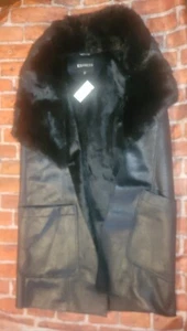 Express Womens Faux Fur Long Vest Jacket Sz Medium Nwt - Picture 1 of 1