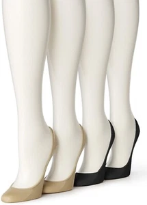 HUE Women's 186449 Microfiber No Show Liner 4 Pair Pack Socks Size 1 (S/M) - Picture 1 of 2