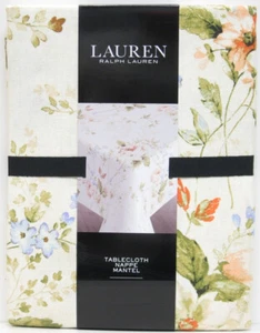 Ralph Lauren Baumwolle Tischdecke Floral Koralle Blau Grün Elfenbein 60" x 84" - Bild 1 von 1