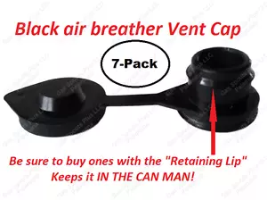 7 BLACK VENT CAPS Fuel Gas Diesel Oil Jug Blitz Wedco Scepter Midwest HEAVY DUTY - Picture 1 of 12
