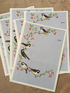 6 Vintage Fold And Seal Stationary Letters Notes Chick a Dee BIRD - Picture 1 of 1