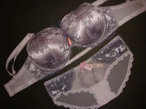 Neu mit Etikett Victoria's Secret 34DDD BH-SET S grau flieder silber taupe grau DREAM ANGELS - Bild 1 von 3