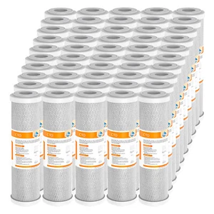 50 Pack 5 Micron Carbon Block Water Filter 10"x2.5" Sediment Cartridges Replace - Picture 1 of 8