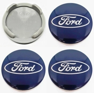 4x 54MM BLUE FORD ALLOY WHEEL CENTRE HUB CAPS FOCUS FIESTA  KUGA MK2 ALL MODELS - Image 1 of 4
