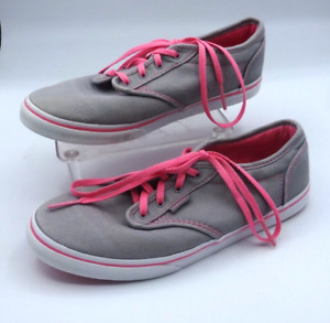 Vans Gray/Pink Off The Wall Low Top Canvas Skate Shoes Sneakers Missy Sz 5 TB4R