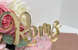 Personalised Acrylic Cake Charm Cake Topper Wedding Birthday -1 WORD 3" to 6" - Picture 1 of 5
