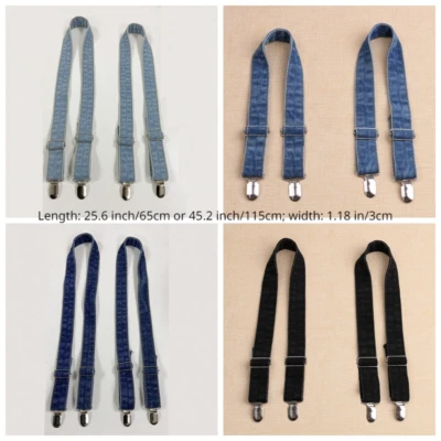 Un par de tirantes de mezclilla con clip ajustable para pantalones de mezclilla Foto 1 de 4
