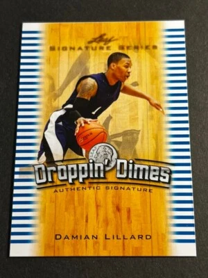 2012 Leaf BLUE MISSING AUTOGRAPH and #/10 PROOF Damian Lillard Droppin' Dimes - Image 1 of 2