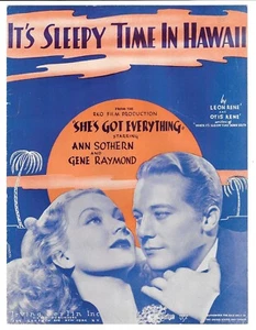 ANN SOTHERN Sheet Music IT'S SLEEPY TIME IN HAWAII from SHE'S GOT EVERYTHING '37 - Picture 1 of 6