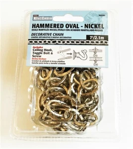 7' KINGCHAIN HAMMERED OVAL NICKEL DECORATIVE CHAIN CEILING LIGHT HANGING 502295 - Picture 1 of 1