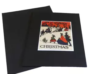 Biglietto di Natale Upcycled Riutilizzato Nero Vuoto Interno Nuovo con Busta - Foto 1 di 6