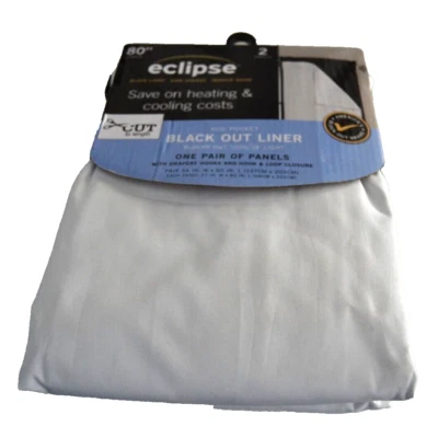 Eclipse 80 Inch Black Out Liner Panel 2 Panels each 27" W (54" x 80") White NEW - Image 1 of 4