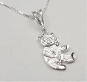 STERLINGSILBER TEDDYBÄR JUNGES KUSCHELTIER LIEBE ANHÄNGER HALSKETTE - Bild 1 von 5