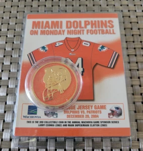 2004 MIAMI DOLPHINS Collector Coin Monday Night Football Orange Jersey Patriots - Picture 1 of 2