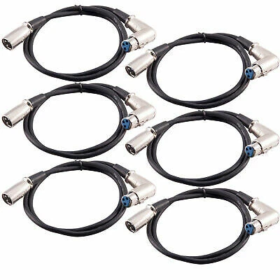 (6) 3' XLR Male to Right Angle Female Audio Patch Cable - Image 1 of 4