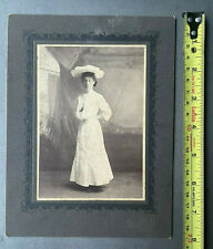 Elegant Lady Woman Antique 1910s Cabinet Card Gloucester Mass Pretty Fashion Hat