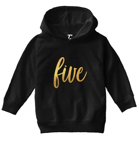 Gold Foil Birthday - Five Party Present Fun Years Old Toddler/Youth Hoodie - Picture 1 of 12