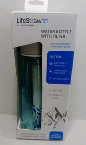 Neu LifeStraw Go 22 Unzen Wasserfilterflasche von Vestergaard, Fischschule blau, Neu im Karton - Bild 1 von 13