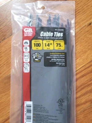 Bridas para cables Gardner Bender #46-315Uvb 14 pulgadas negras, nailon (paquete de 100) Foto 1 de 4