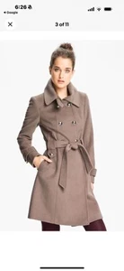 Tahari Designer Women's Mink Brown Phoebe Long Wool Belted Coat 14 - Picture 1 of 13