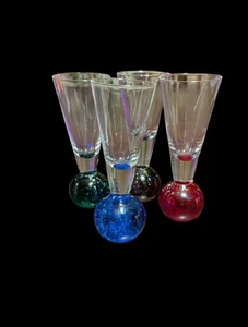 SET 4 Sfere a Bolla Vintage Shot Glass Cordial Circleware Base inferiore 4,5" - Foto 1 di 9