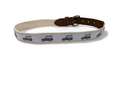 Cinturón J Crew Crewcuts Niños Niños Talla L Grande Cuero Lona con Motivo de Tabla de Surf para Coche Foto 1 de 4