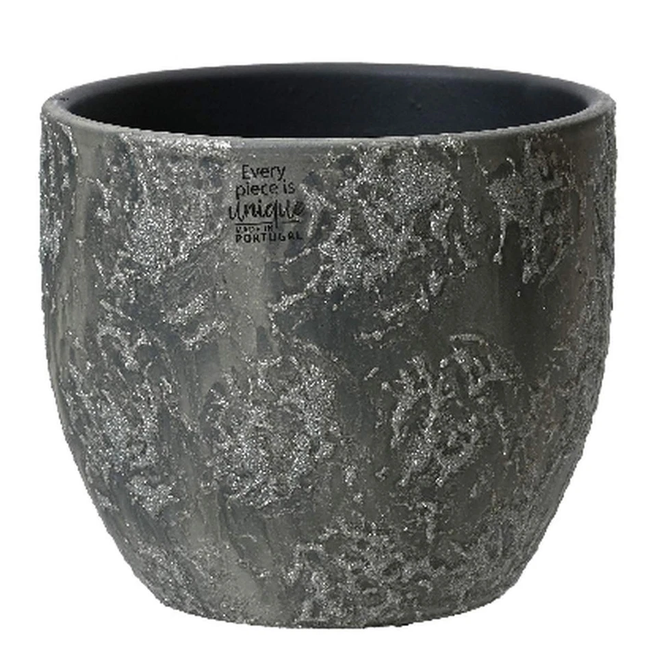 Pflanzen Übertopf Anthrazit mit Glitter Ø 16 cm Höhe 14 cm - Terrakotta - Bild 1 von 1