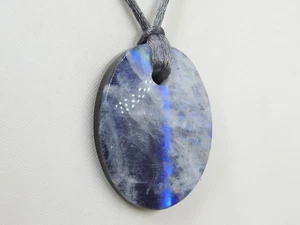 White Rainbow Moonstone Blue Flashy Fire Pendant Smooth Polished Cabochon - Picture 1 of 10