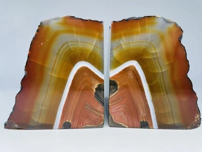 Set Of Polished  Agate Bookends Carnelian Colored - Image 1 of 4