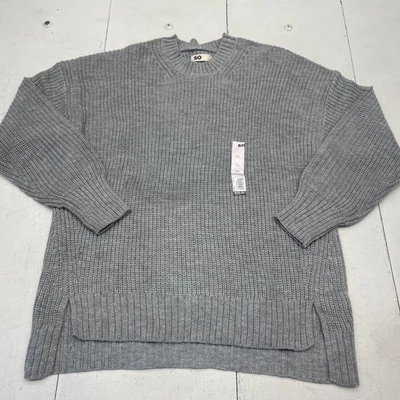 SO Suéter Mujer XL Gris Grueso Tejido Pullover Dobladillo Alto Bajo Acrílico Cuello Redondo Foto 1 de 4