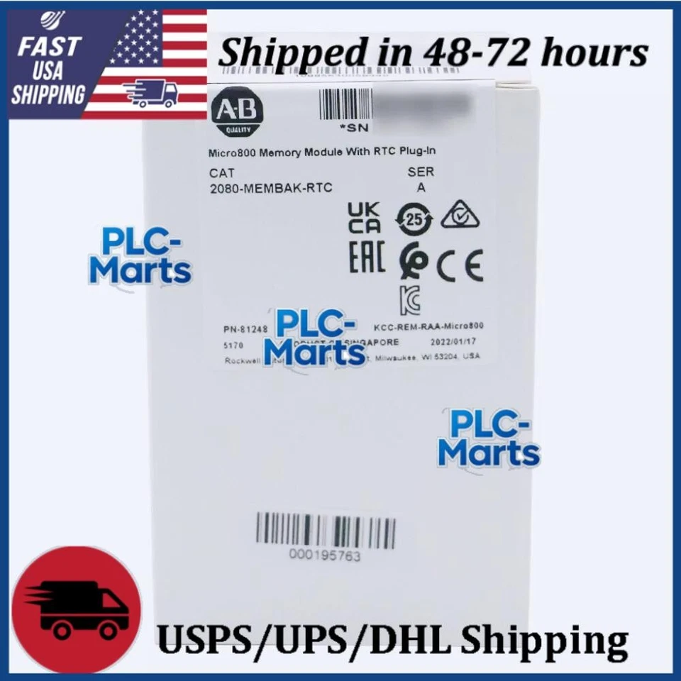 New Allen Bradley 2080-MEMBAK-RTC In Stock Memory Plug In Module 2080MEMBAKRTC - Image 1 of 2
