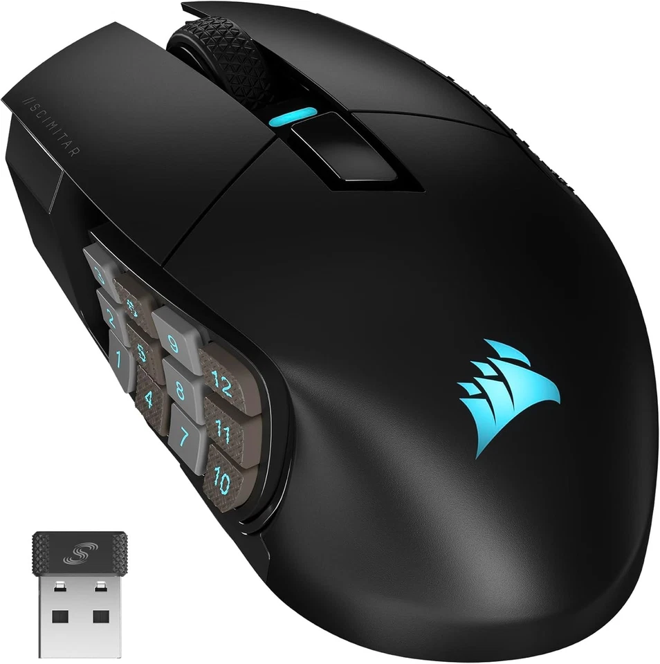 CORSAIR SCIMITAR ELITE WIRELESS MMO Gaming Mouse – 26,000 DPI – 16...  - Image 1 of 4