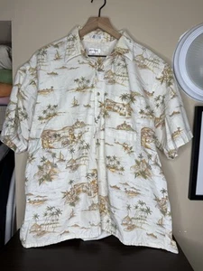 Pierre Cardin Shirt Mens XL White Floral Short Sleeve Button Up - Picture 1 of 3