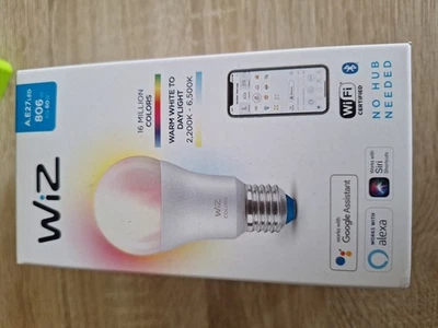 WiZ Tunable White and Color LED Lampe E27 (806 lm), 60 W Lampe mit 16 Mio. Farbe - Bild 1 von 3
