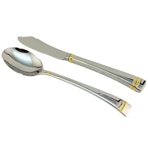 Lenox FEDERAL Gold Flatware Master Butter Knife & Sugar Spoon Stainless - Picture 1 of 4