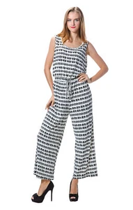 Women's Loose Elastic Waist Stretchy Long Length Romper Jumpsuit with Pocke - Picture 1 of 8