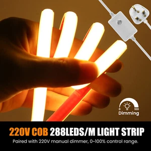 Lámpara de Tira LED Neón Regulable COB 220V Flexible Impermeable Dormitorio Jardín - Imagen 1 de 15